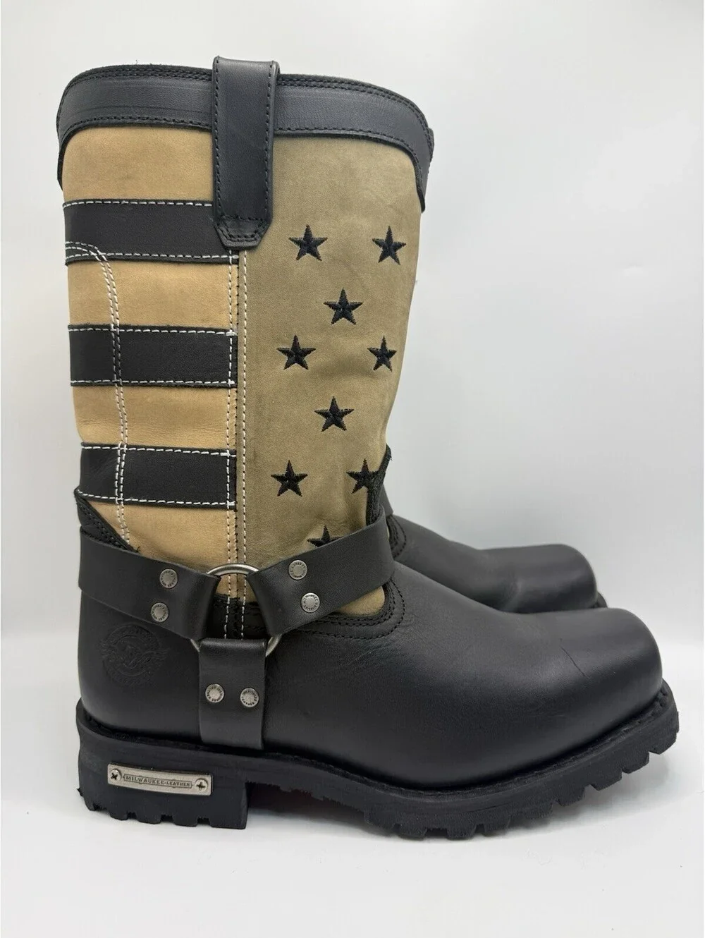 Milwaukee Leather 9045 Men's Boots 'Stars and Stripes' Motorcycle Sz 8 NWOB